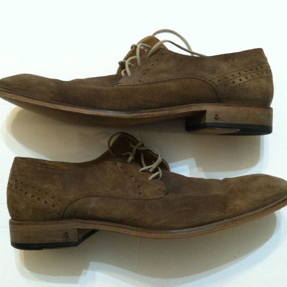 JOHN VARVATOS MEN\'S PRE-OWNED TAN LEATHER SUEDE DRESS SHOES SIZE: 10M main image 4